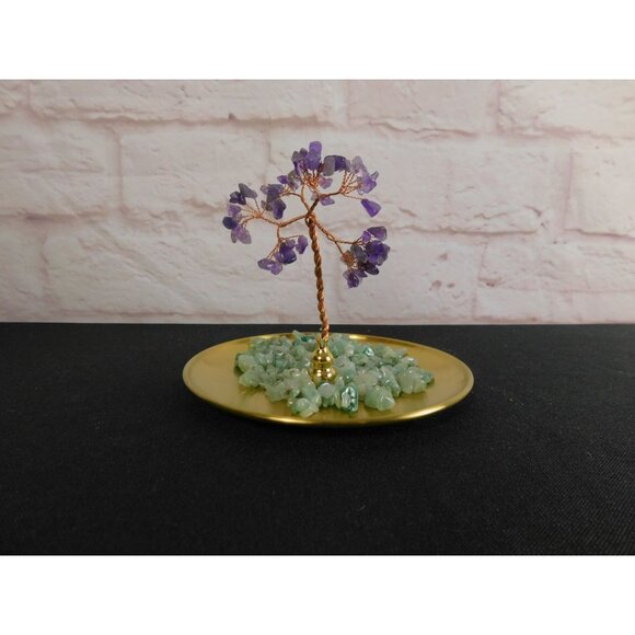 Crystal Gem Tree of Life Incense Stick Holder / Burner with Amethyst & Green Ave - Picture 4 of 9